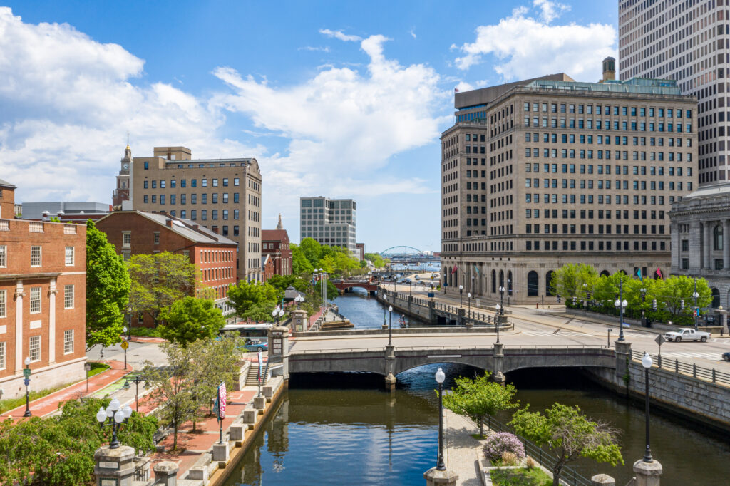 The downtown Providence riverwalk, which runs alongside the hear of RISD campus